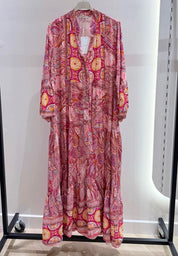 Clara - Klänning - Mönster - Fuxia