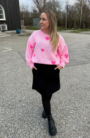 Clover - Stickad tröja Hjärtan  - Rosa - Nyhet
