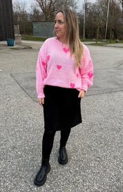 Clover - Stickad tröja Hjärtan  - Rosa - Nyhet