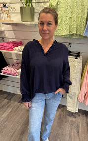 Corinne - Blus V-ringad - Navy