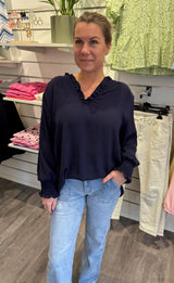 Corinne - Blus V-ringad - Navy