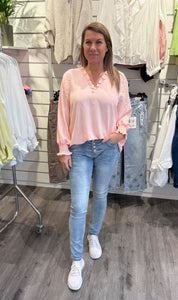Corinne - Blus V-ringad -Ljusrosa