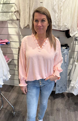 Corinne - Blus V-ringad -Ljusrosa