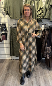 Cosima Maxiklänning Rutig Khaki