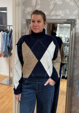 Danii  - Polotröja -Rutig-  Navy