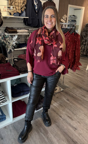 Darla Sjal Flower Bordo