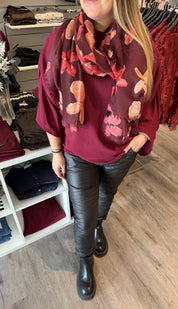 Darla Sjal Flower Bordo