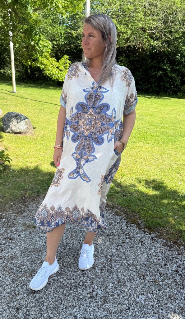 Dina - Tunika -Mönster  -Beige/Denim  - Nyhet