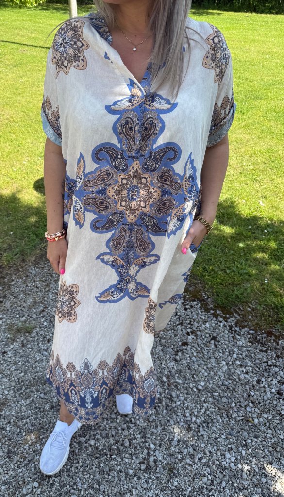 Dina - Tunika -Mönster  -Beige/Denim  - Nyhet