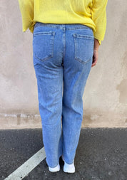 Dixi- Miniflare jeans med blommor -  Denim - Nyhet