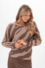 Eleanor stickad tröja zebra taupe