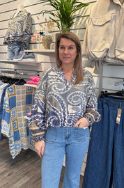 Ella - Blus - Mönster - Blå