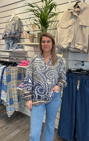 Ella - Blus - Mönster - Blå