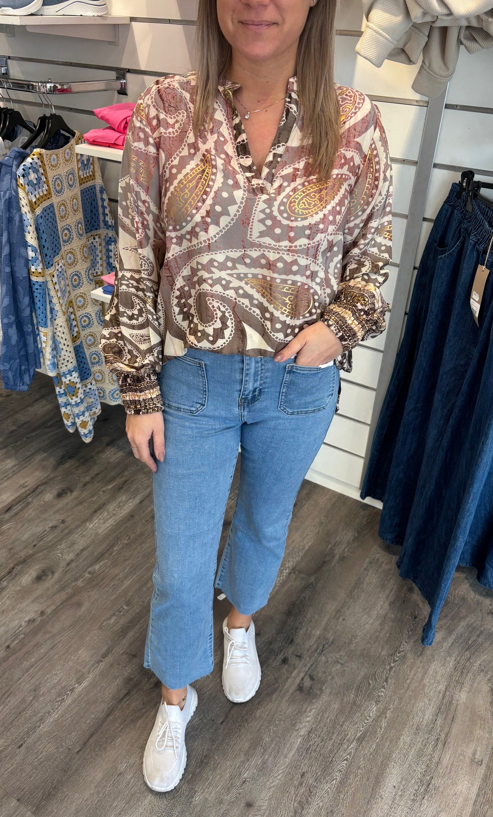 Ella - Blus - Mönster - Rosa