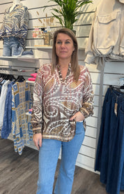 Ella - Blus - Mönster - Rosa