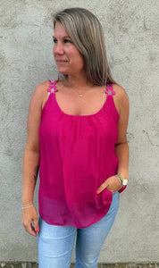 Ellen - Silkeslinne- Blommor - Fuxia- Nyhet