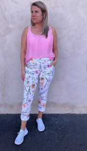Ellen - Satinlinne - Blommor - Baby Pink - Nyhet