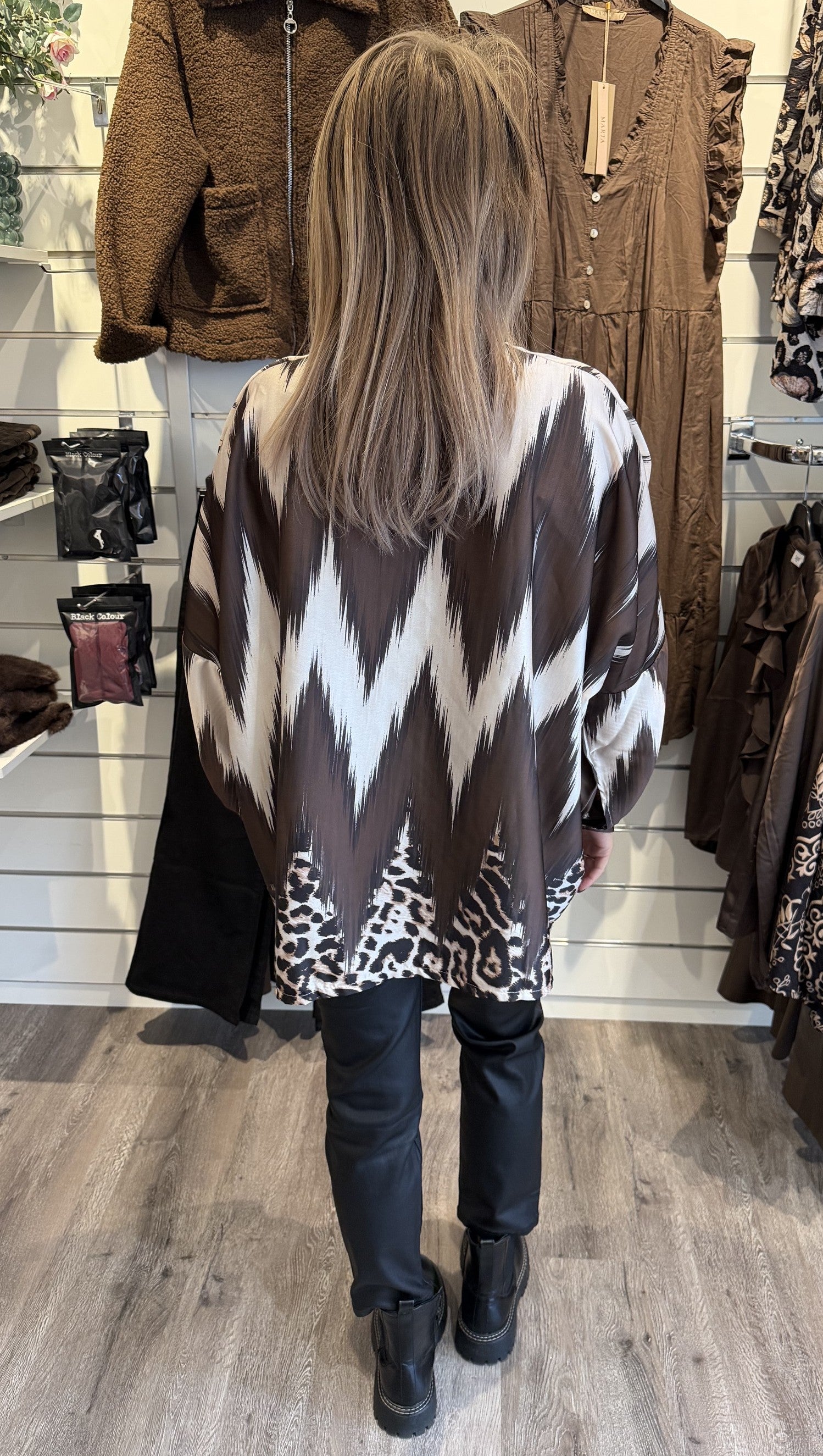 Ellen satinblus Choco/Creme