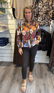 Elly blus blommig choco