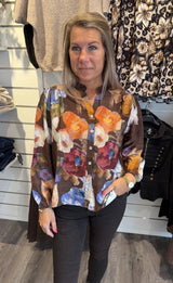 Elly blus blommig choco