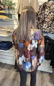 Elly blus blommig choco