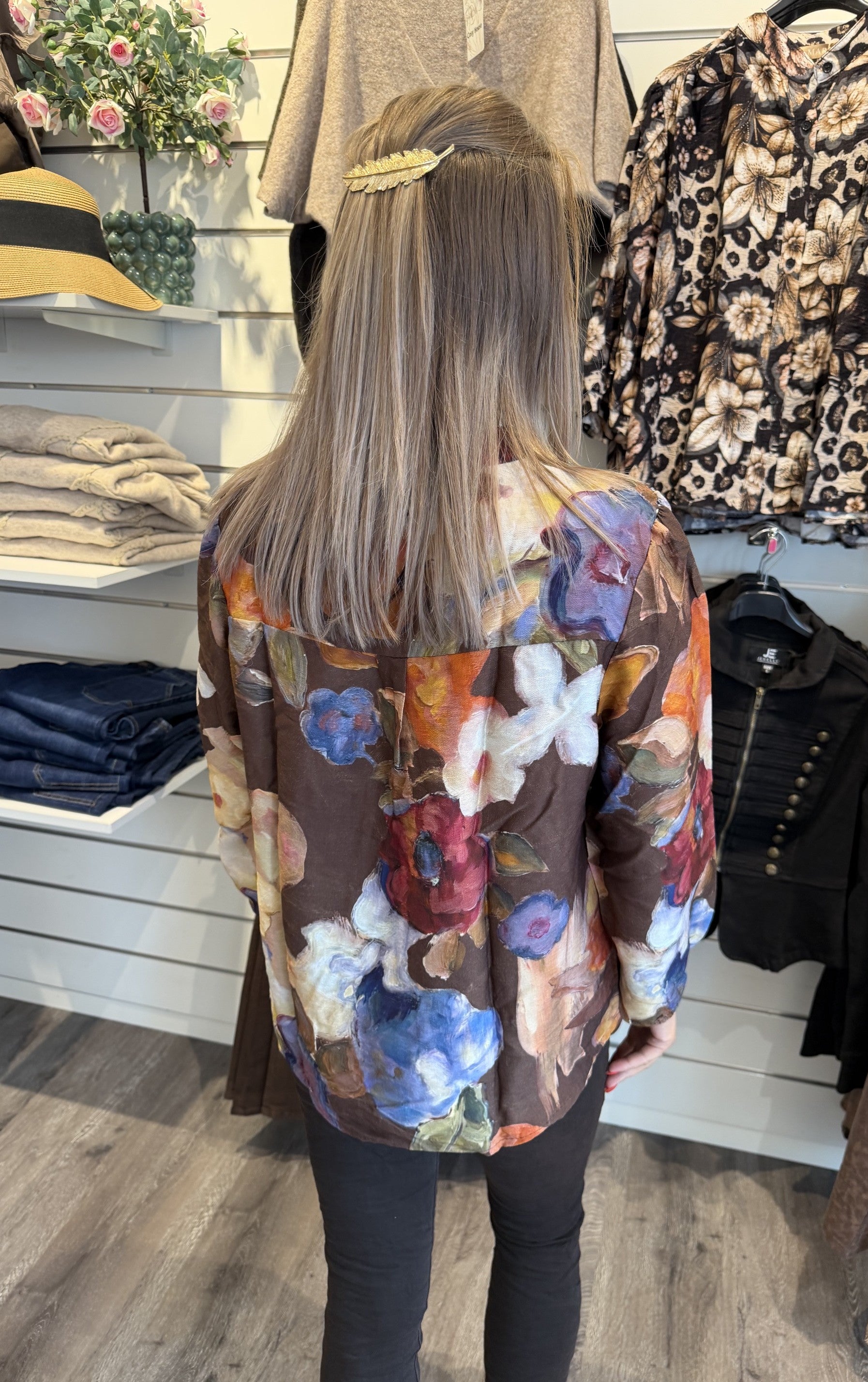 Elly blus blommig choco