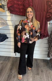 Elly blus blommig svart