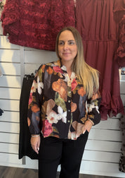 Elly blus blommig svart