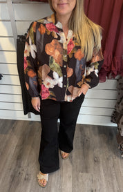 Elly blus blommig svart