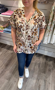 Enya topp mönster brun