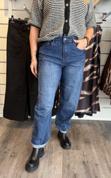 Fanny barreljeans mörk denim