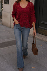 Fanny  Virkad Topp Bordo