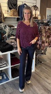 Fanny  Virkad Topp Bordo