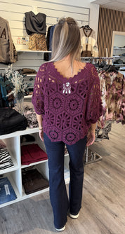 Fanny  Virkad Topp Bordo
