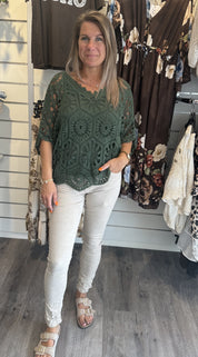 Fanny  Virkad Topp Khaki