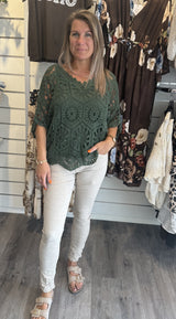 Fanny  Virkad Topp Khaki