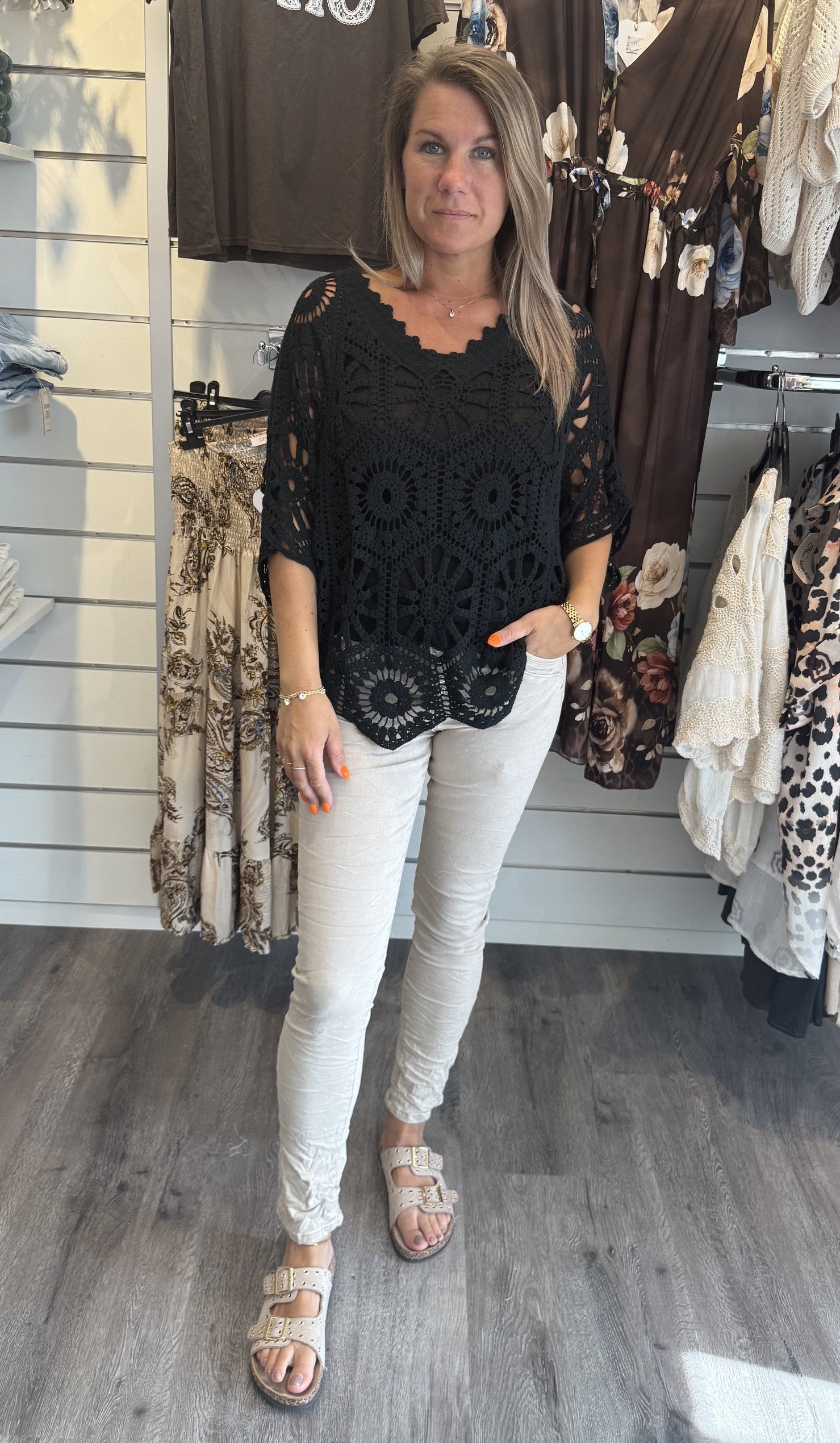 Fanny  Virkad Topp Svart