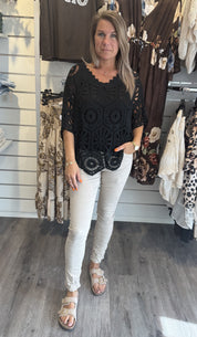 Fanny  Virkad Topp Svart