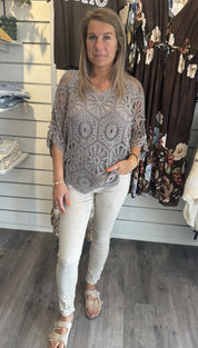 Fanny  Virkad Topp Taupe
