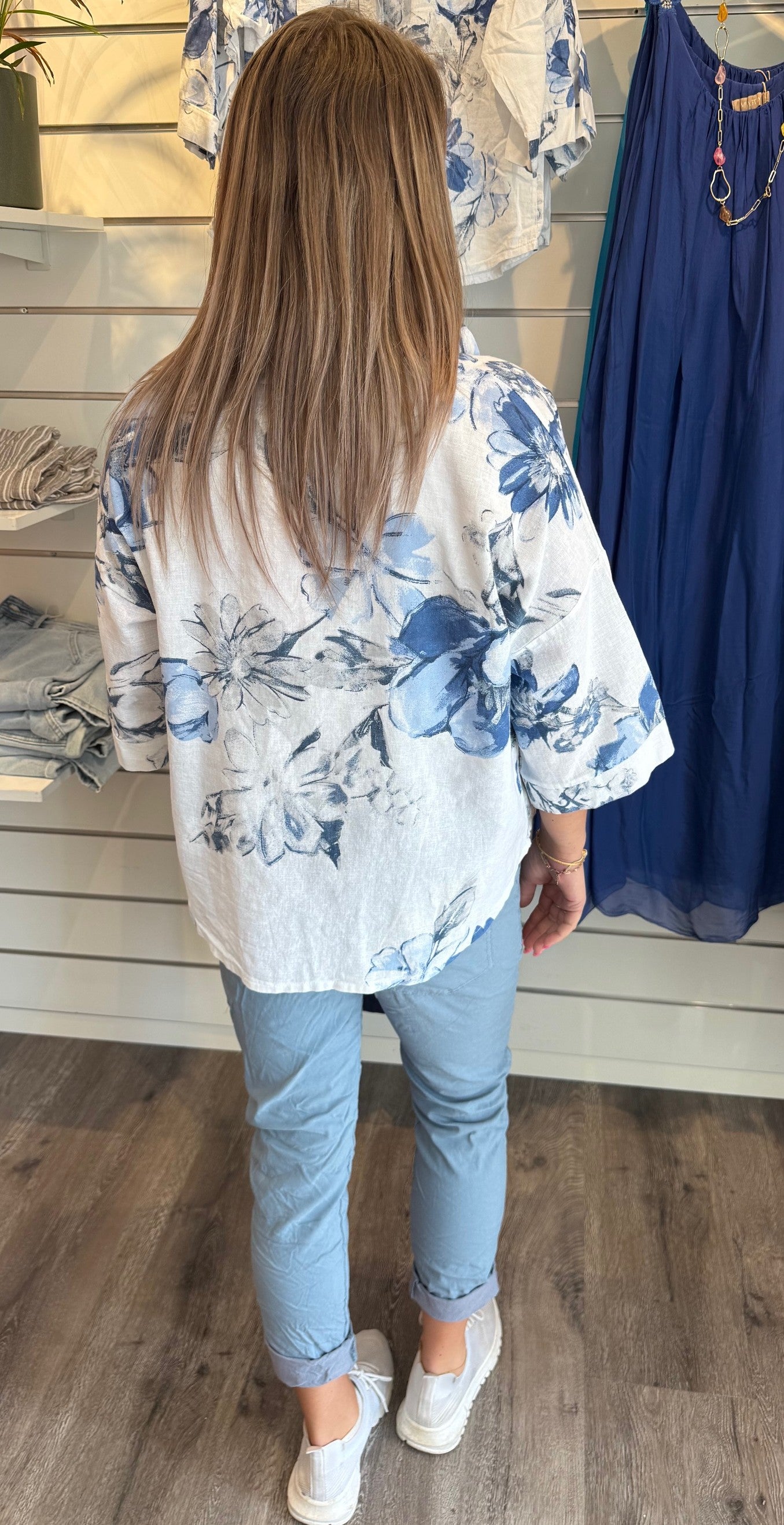 Flora Linneskjorta Blå