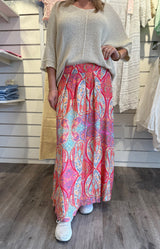 Florentina - Kjol - Paisley -  Cerise