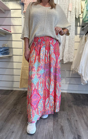 Florentina - Kjol - Paisley -  Cerise