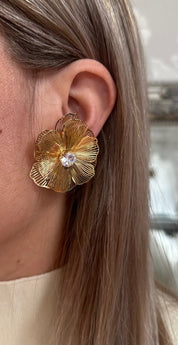 Flowie- Örhänge- Blomma - Guld-  Nyhet