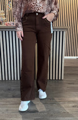 Betty  - Jeans med nitar  -Choco