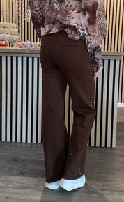 Betty  - Jeans med nitar  -Choco