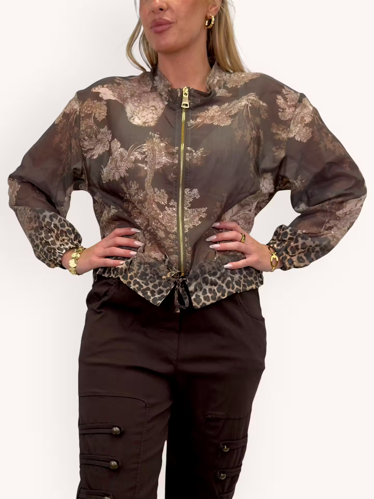 Gigi tunnare jacka med zip Choco