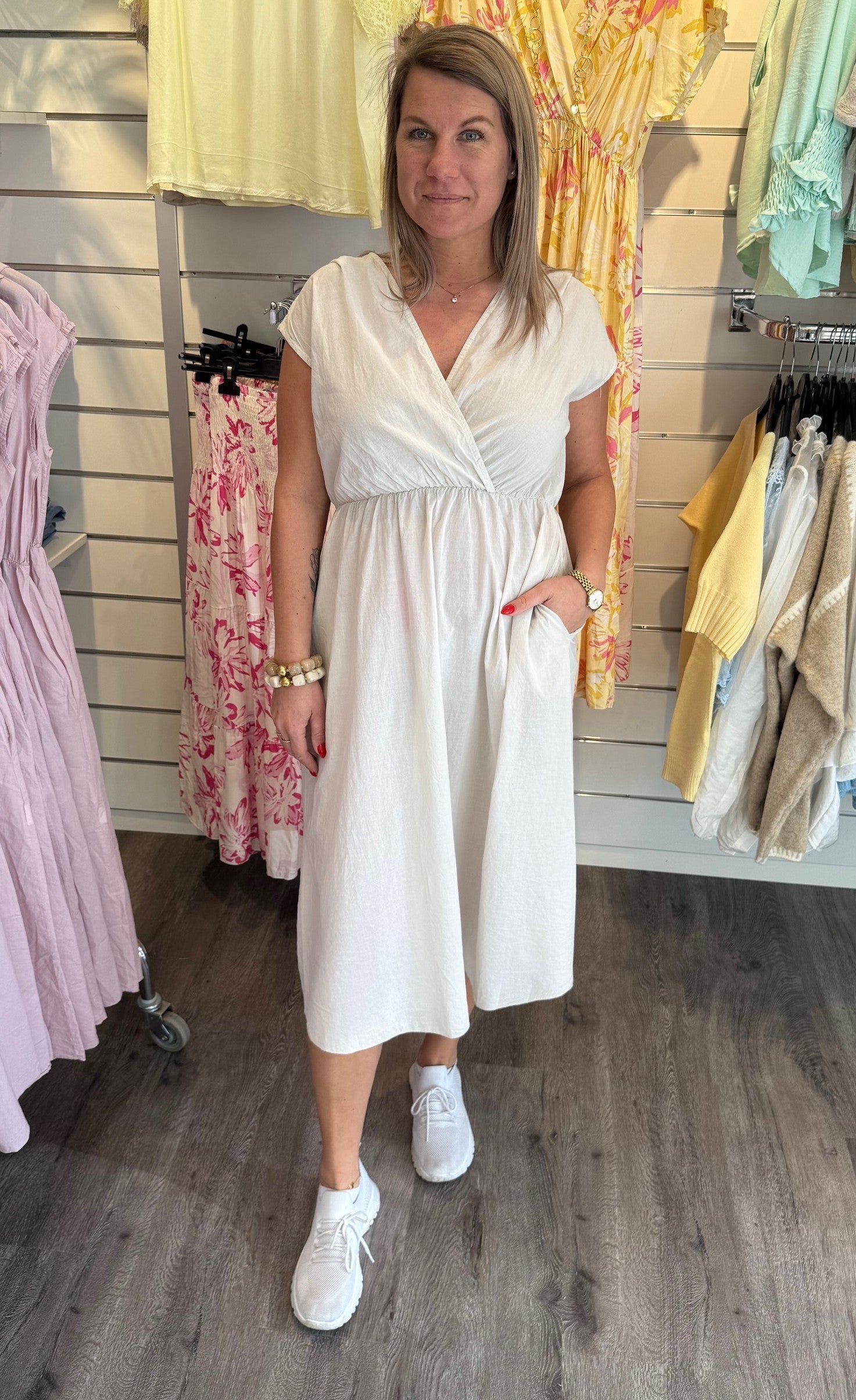 Ginny Bomullsklänning Beige