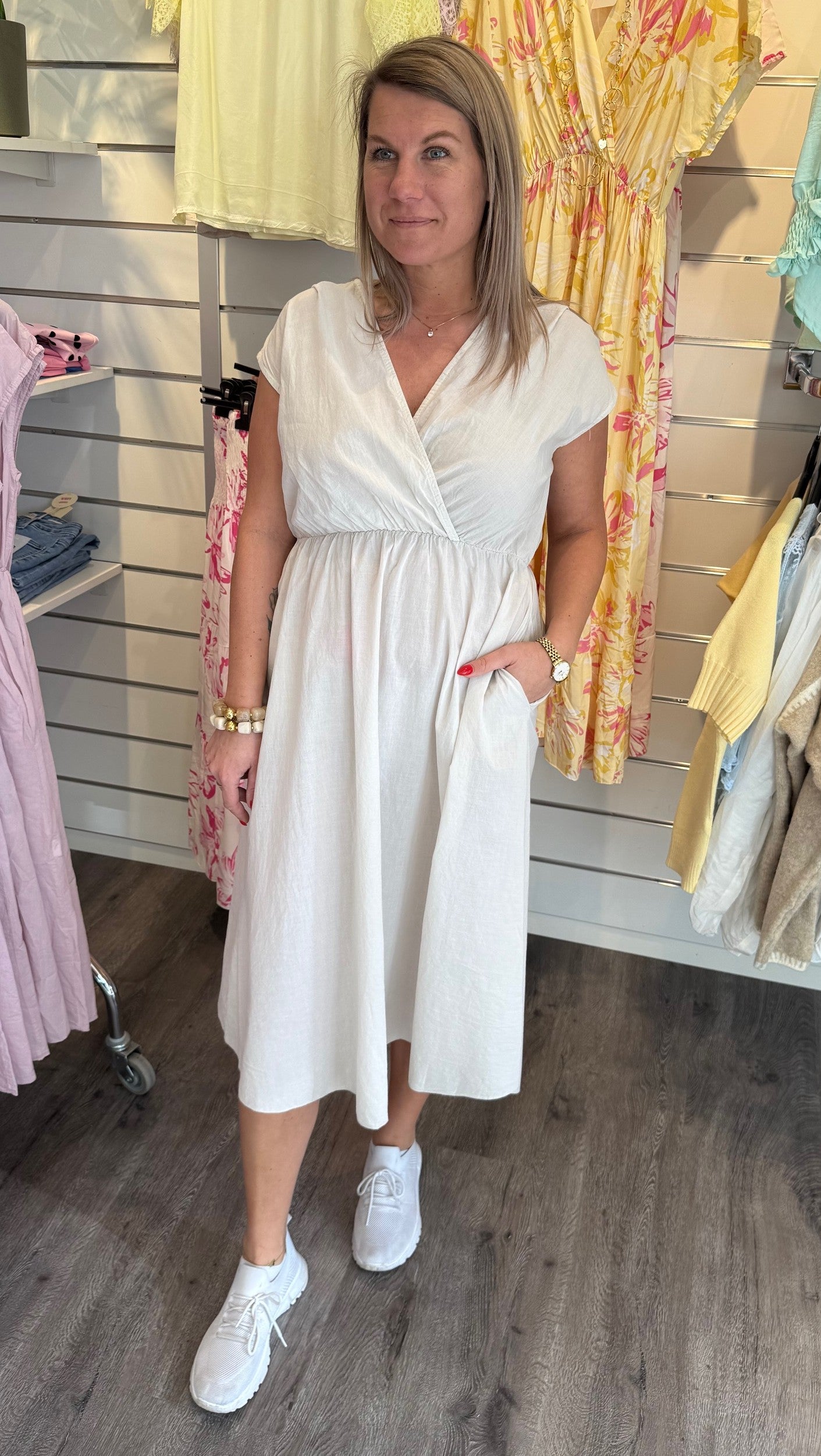 Ginny Bomullsklänning Beige