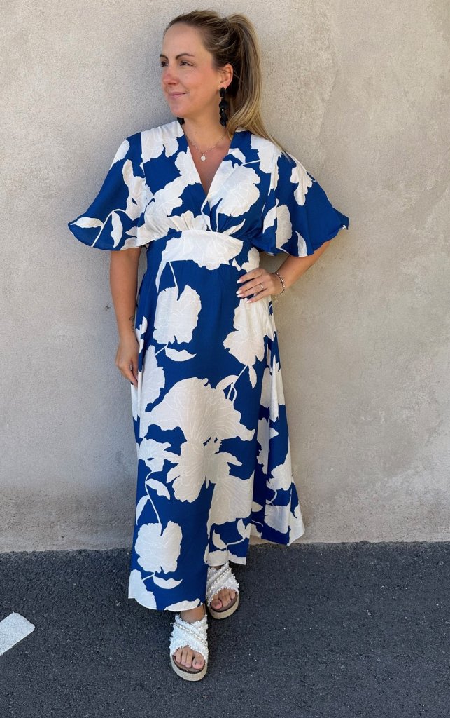 Gisela - Klänning - Flower - Blå - Nyhet