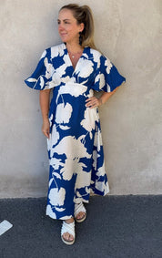 Gisela - Klänning - Flower - Blå - Nyhet